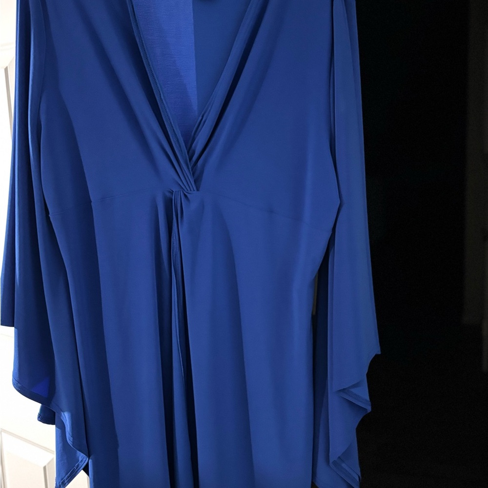Elegant Blue Draped Dress